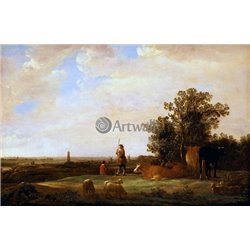 Панорамный пейзаж с пастухами - Модульная картины, Репродукции, Декоративные панно, Декор стен