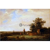 Портреты картины репродукции на заказ - Панорамный пейзаж с пастухами