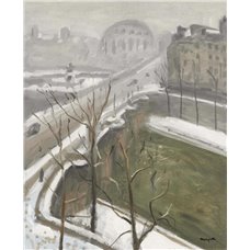 Картина на холсте по фото Модульные картины Печать портретов на холсте Париж, Новый мост, снег