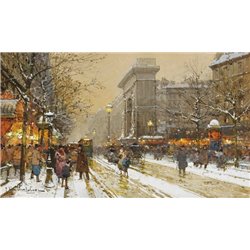 Парижская улица зимой - Модульная картины, Репродукции, Декоративные панно, Декор стен
