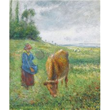 Картина на холсте по фото Модульные картины Печать портретов на холсте Пастушка с коровой