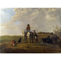 Портреты картины репродукции на заказ - Пастухи с коровами на лугу
