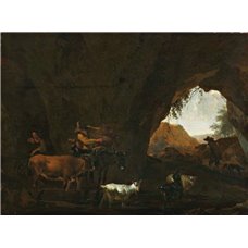 Картина на холсте по фото Модульные картины Печать портретов на холсте Пастухи и стадо в пещере