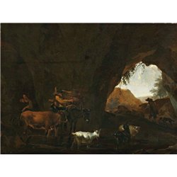 Пастухи и стадо в пещере - Модульная картины, Репродукции, Декоративные панно, Декор стен