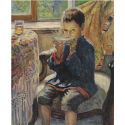 Мальчик, пьющий чай