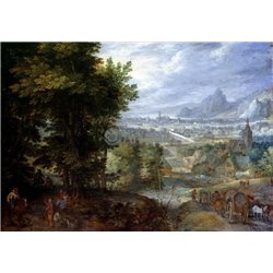 Пейзаж с видом на деревню - Модульная картины, Репродукции, Декоративные панно, Декор стен