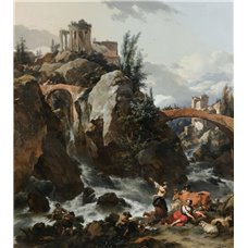 Картина на холсте по фото Модульные картины Печать портретов на холсте Пейзаж с водопадом и храмом Сивиллы в Тиволи