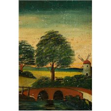 Картина на холсте по фото Модульные картины Печать портретов на холсте Пейзаж с ветряной мельницей и мостом