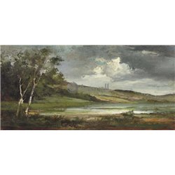 Пейзаж с озером - Модульная картины, Репродукции, Декоративные панно, Декор стен