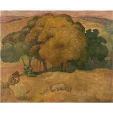 Картина на холсте по фото Модульные картины Печать портретов на холсте Пейзаж с пастушкой и свиньей