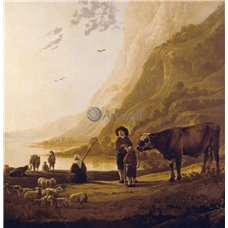 Картина на холсте по фото Модульные картины Печать портретов на холсте Пейзаж с пастухом и быком