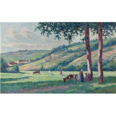 Картина на холсте по фото Модульные картины Печать портретов на холсте Пейзаж с пастухами и коровами