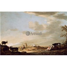 Картина на холсте по фото Модульные картины Печать портретов на холсте Пейзаж с пастухами и стадом