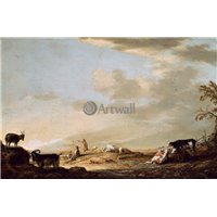 Портреты картины репродукции на заказ - Пейзаж с пастухами и стадом