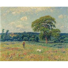Картина на холсте по фото Модульные картины Печать портретов на холсте Пейзаж с охотником и собакой