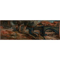 Пейзаж с мостом и коровами - Модульная картины, Репродукции, Декоративные панно, Декор стен