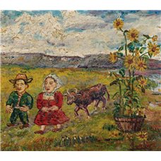Картина на холсте по фото Модульные картины Печать портретов на холсте Пейзаж с крестьянской парой
