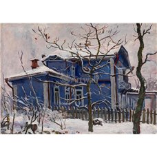 Картина на холсте по фото Модульные картины Печать портретов на холсте Первый снег, голубая дача