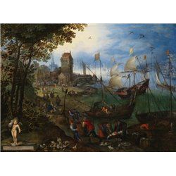 Переполненная гавань на Шельде недалеко от Антверпена - Модульная картины, Репродукции, Декоративные панно, Декор стен