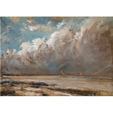 Картина на холсте по фото Модульные картины Печать портретов на холсте Пляж в Нормандии во время отлива