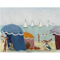 Пляж в Довилле - Модульная картины, Репродукции, Декоративные панно, Декор стен