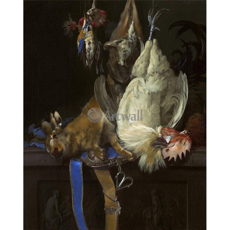 Натюрморт с битым кроликом и птицей
