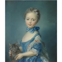 Портреты картины репродукции на заказ - Портрет девушки с кошкой