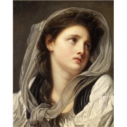 Портрет девушки в белой накидке - Модульная картины, Репродукции, Декоративные панно, Декор стен
