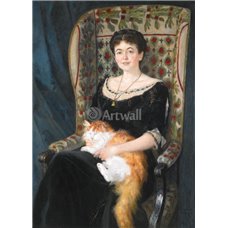 Картина на холсте по фото Модульные картины Печать портретов на холсте Портрет дамы с кошкой