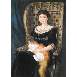 Портрет дамы с кошкой - Модульная картины, Репродукции, Декоративные панно, Декор стен
