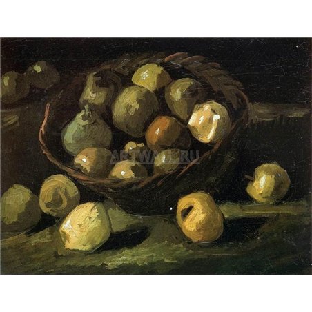 Натюрморт с корзиной с яблоками