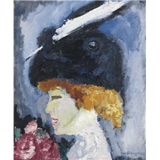 Картина на холсте по фото Модульные картины Печать портретов на холсте Портрет женщины в шляпе с пером