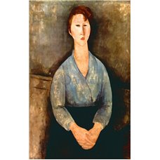 Картина на холсте по фото Модульные картины Печать портретов на холсте Портрет женщины в голубой кофте