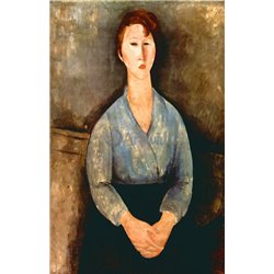 Портрет женщины в голубой кофте - Модульная картины, Репродукции, Декоративные панно, Декор стен
