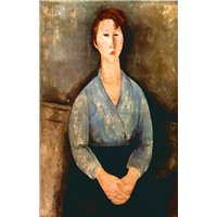 Портреты картины репродукции на заказ - Портрет женщины в голубой кофте