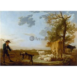 Пейзаж со стадом - Модульная картины, Репродукции, Декоративные панно, Декор стен
