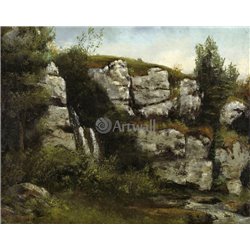 Пейзаж со скалистыми утесами и водопадом - Модульная картины, Репродукции, Декоративные панно, Декор стен