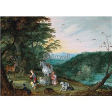 Картина на холсте по фото Модульные картины Печать портретов на холсте Пейзаж со св. Губертом