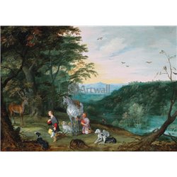 Пейзаж со св. Губертом - Модульная картины, Репродукции, Декоративные панно, Декор стен