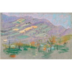 Пейзаж с фиолетовыми горами - Модульная картины, Репродукции, Декоративные панно, Декор стен