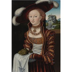 Портрет молодой женщины с виноградом и яблоками - Модульная картины, Репродукции, Декоративные панно, Декор стен