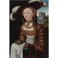 Портреты картины репродукции на заказ - Портрет молодой женщины с виноградом и яблоками