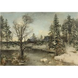 Река зимой - Модульная картины, Репродукции, Декоративные панно, Декор стен