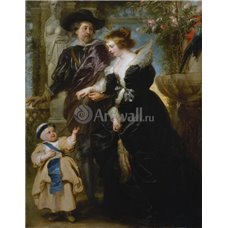 Картина на холсте по фото Модульные картины Печать портретов на холсте Рубенс с семьёй в саду