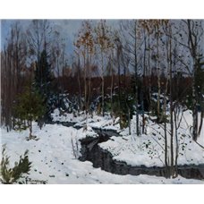 Картина на холсте по фото Модульные картины Печать портретов на холсте Ручей зимой