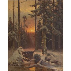 Ручей в зимнем лесу - Модульная картины, Репродукции, Декоративные панно, Декор стен