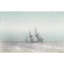 Парусник в штормовом море