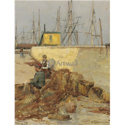 Рыбаки в порту - Модульная картины, Репродукции, Декоративные панно, Декор стен