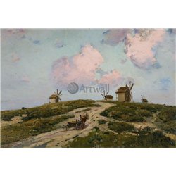 Пейзаж с мельницами