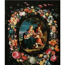 Св.Семейство с Иоанном Крестителем в цветочной гирлянде - Модульная картины, Репродукции, Декоративные панно, Декор стен
